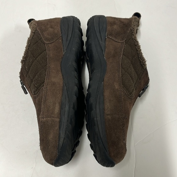 L.L. Bean Brown Suede Quilted Sherpa Zip Slip-on Prima loft Shoes Women's 9W - Picture 5 of 9